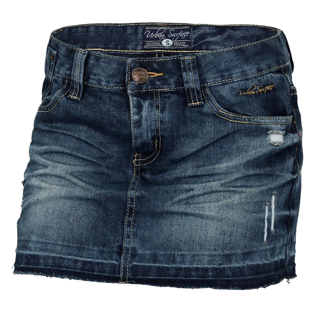 Jeans Minirock Sommerrock mit Strass Reißverschluss & Taschen Naturale 32/34 