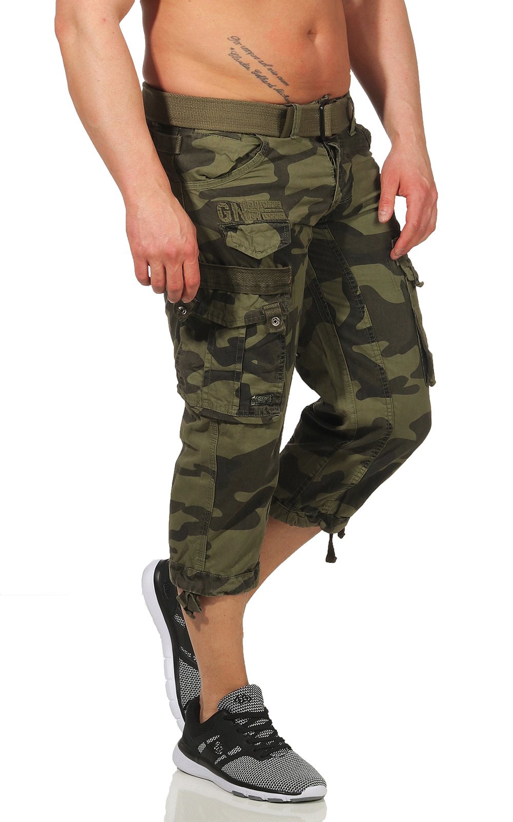 Herren Cargo Shorts Kurze Capri Hose Bermuda Hose Camouflage Army Camo Cargohose 