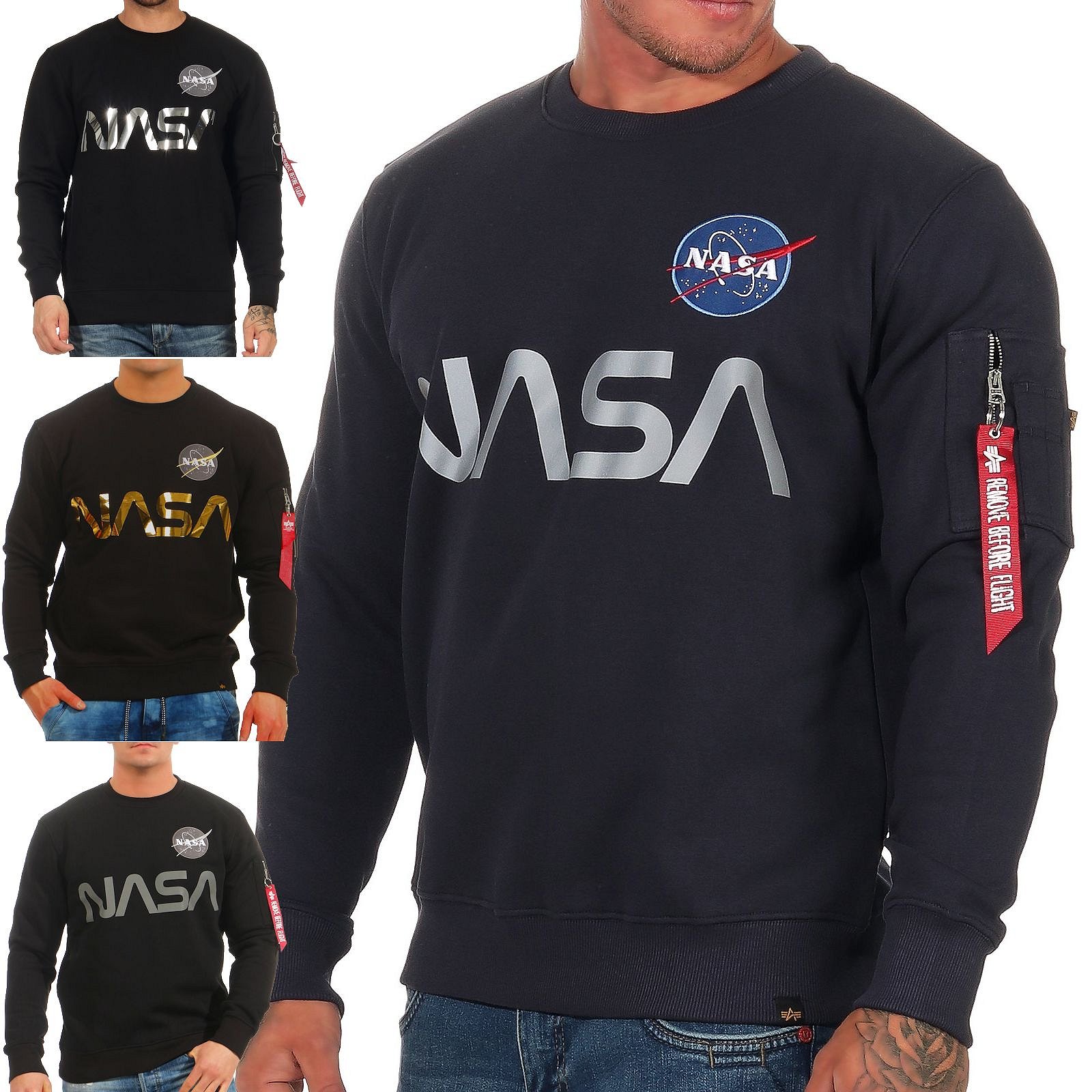 Alpha Industries Herren Sweatshirt Nasa 178309 Manner Pullover Sweater Basic Ebay