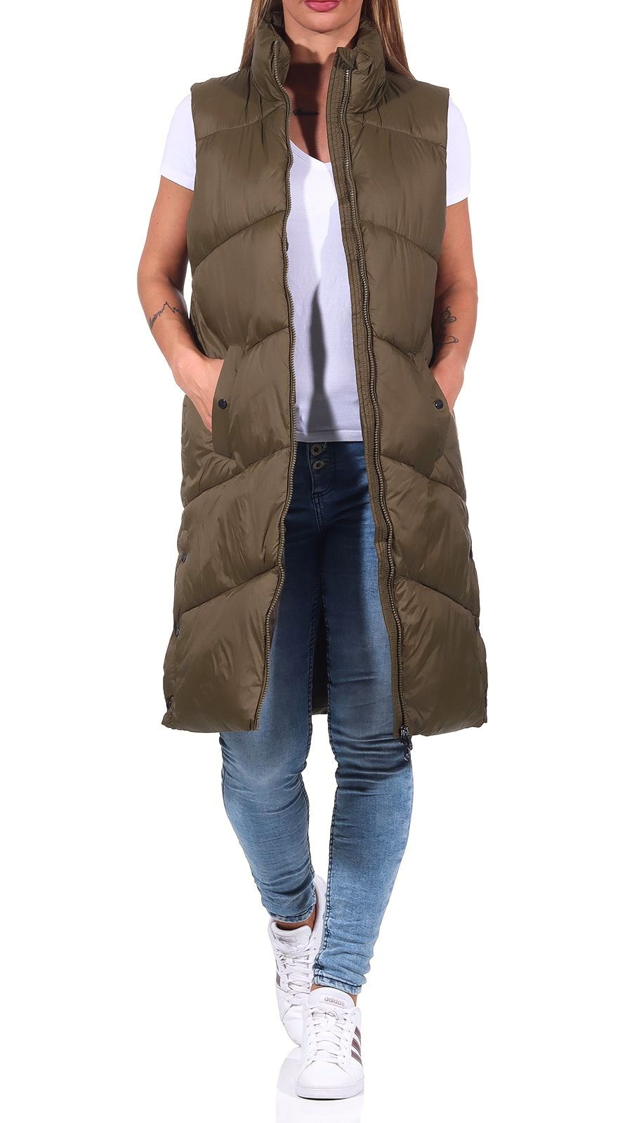 Vero Moda Damen lange Steppweste Weste Waistcoat gesteppt Übergang VMUppsala  | eBay