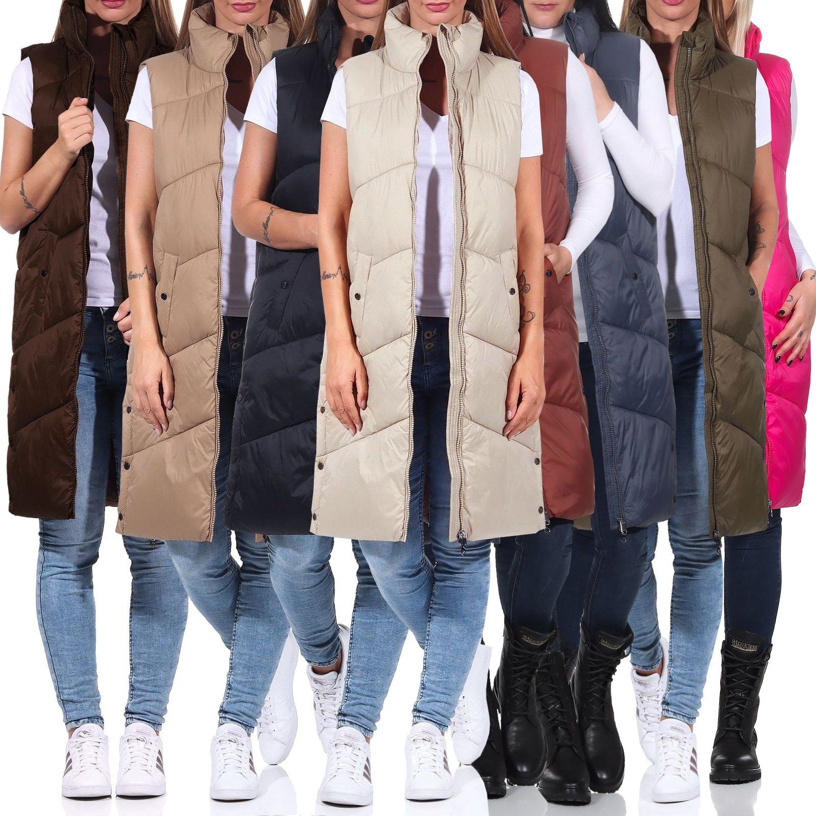 Vero Moda Damen lange Steppweste Weste Waistcoat gesteppt Übergang VMUppsala  | eBay