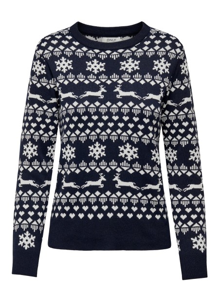 Only Damen Weihnachts Strick-Pullover ONLXmas Snowflake