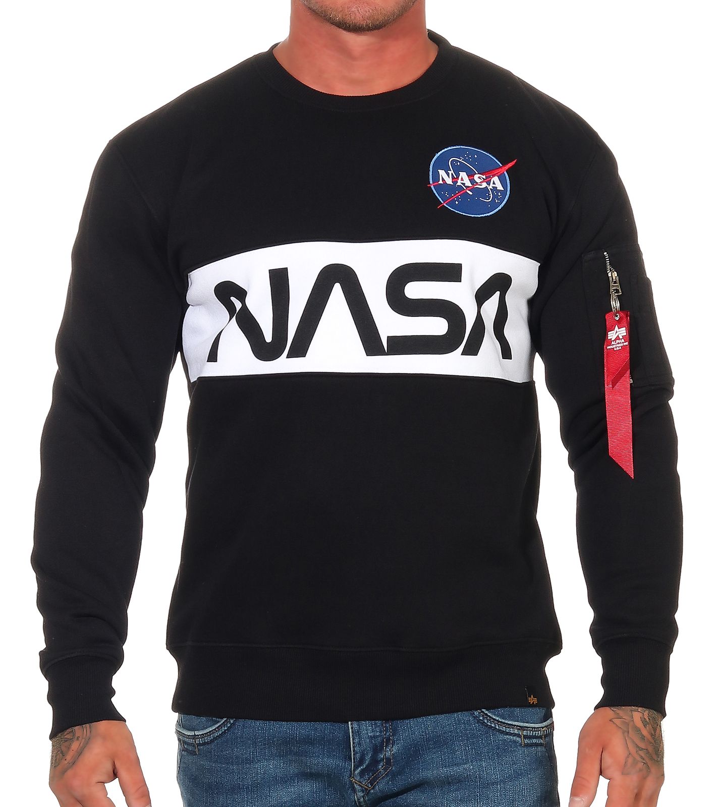Alpha Industries Herren Sweater NASA Inlay Pullover MA1 Hangtag S bis 3XL NEU 