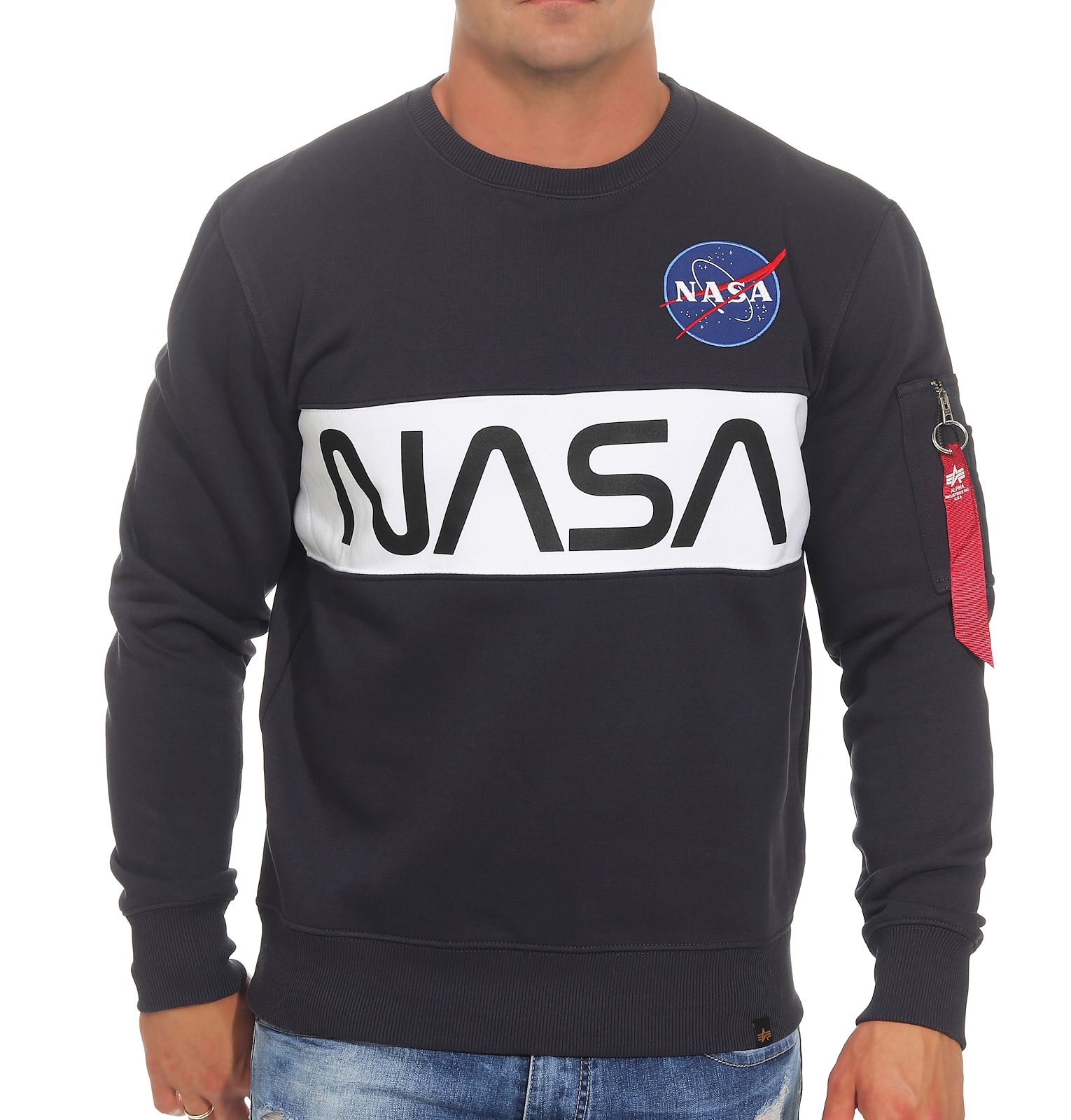 Alpha Industries Herren Sweatshirt | 178308 | Alpha Lifestyle Company Industries NASA Inlay | Marken L.E.M.B